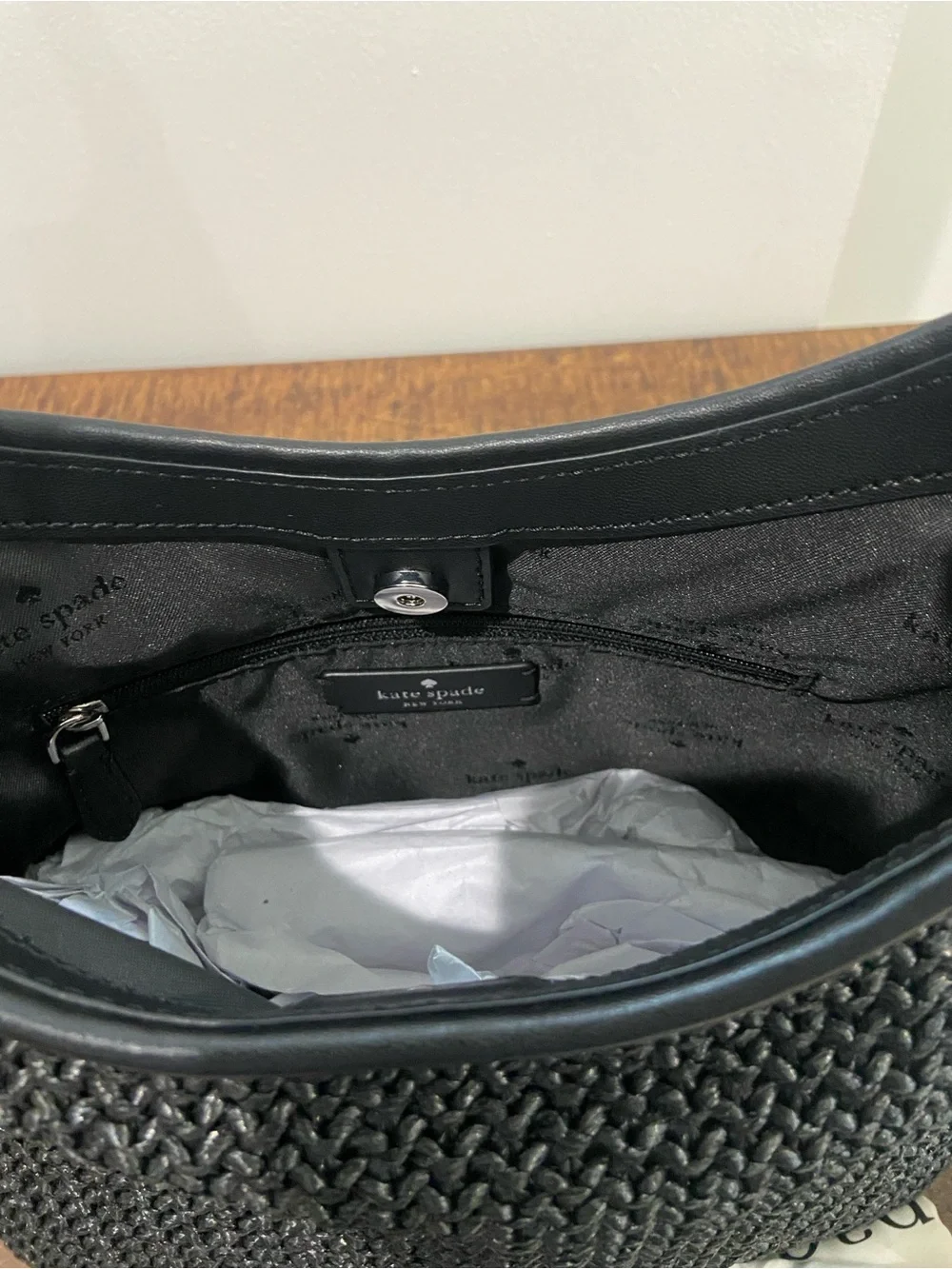 Kate Spade Black 454 Straw Small Shoulder